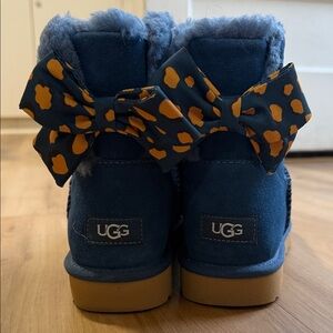 UGG Navy Boots with Orange Bow